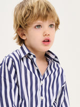 Kids Cotton Shirt - Blue Stripes