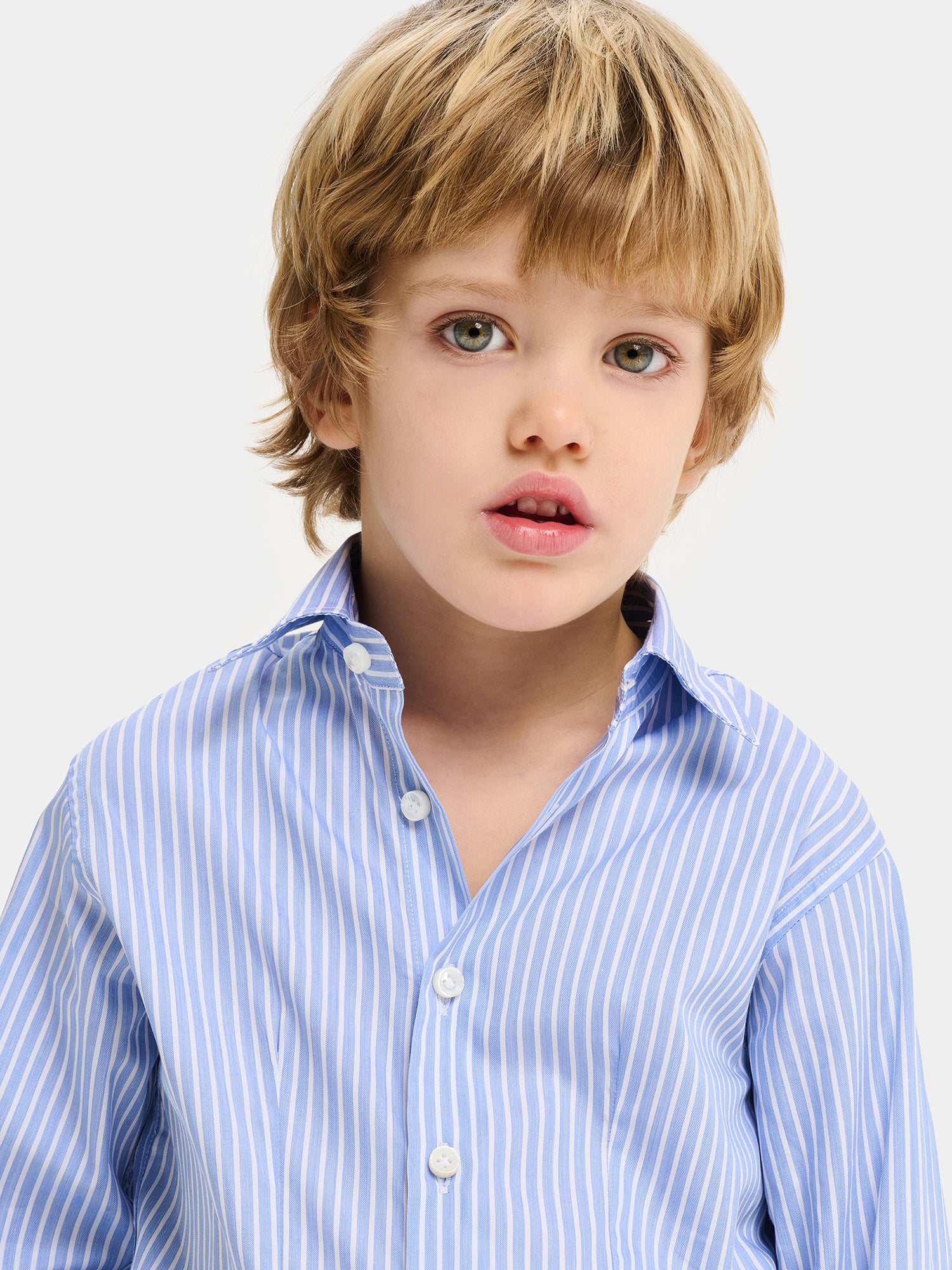 Kids Cotton Shirt - Light Blue Stripes