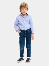 Kids Cotton Shirt - Light Blue Stripes