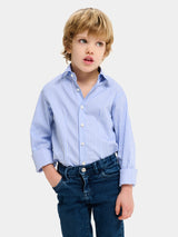 Kids Cotton Shirt - Light Blue Stripes