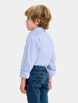 Kids Cotton Shirt - Light Blue Stripes