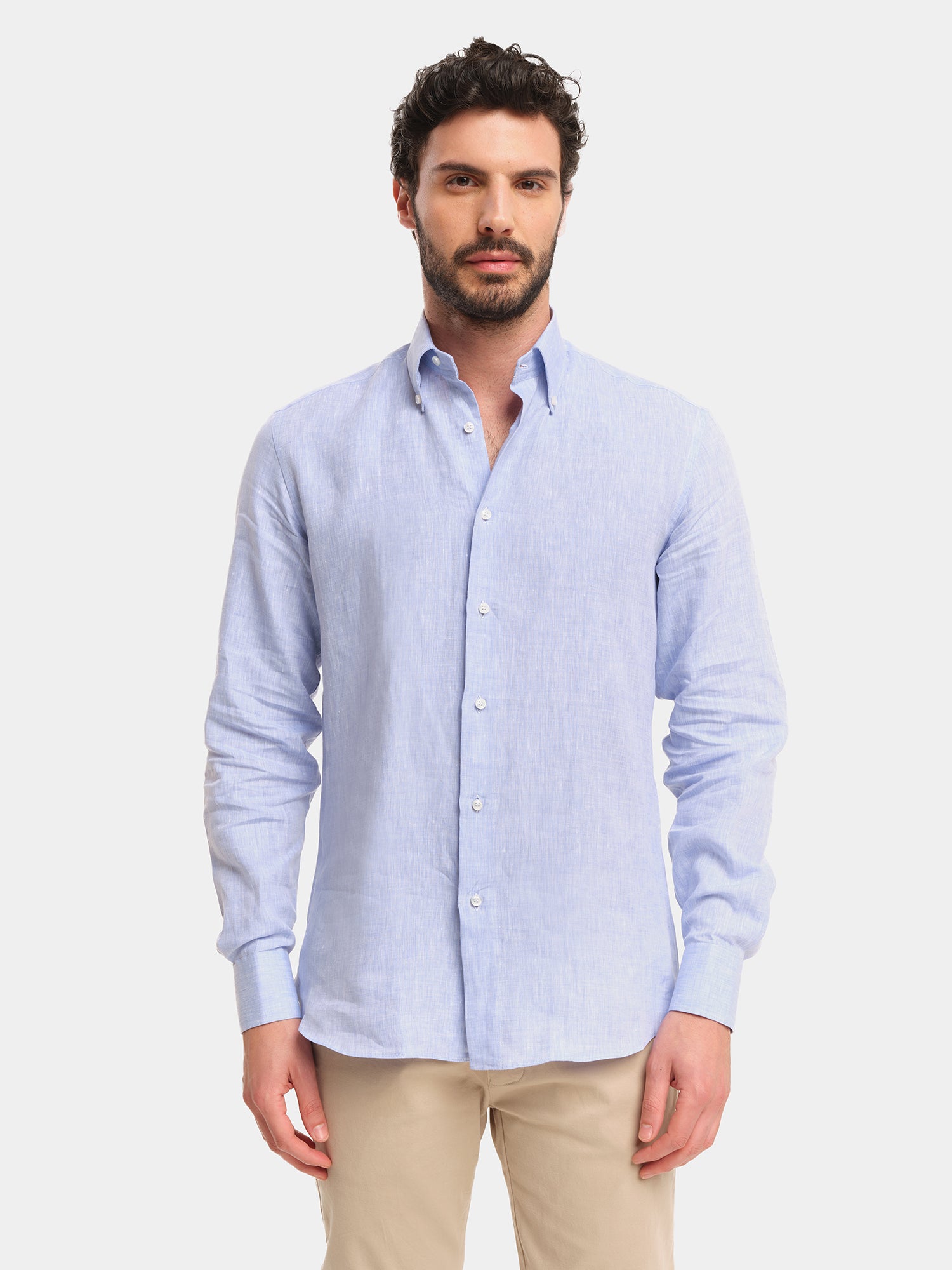 100% Linen Shirt - Light Blue