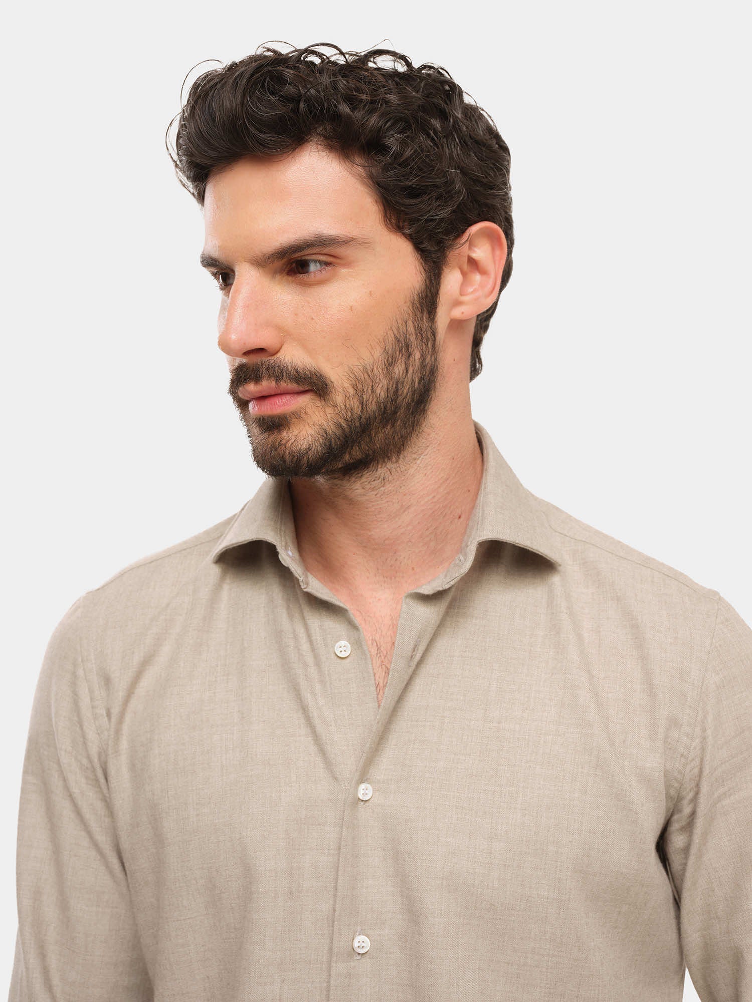 Camicia in Cashmere - Melange Marrone Chiaro