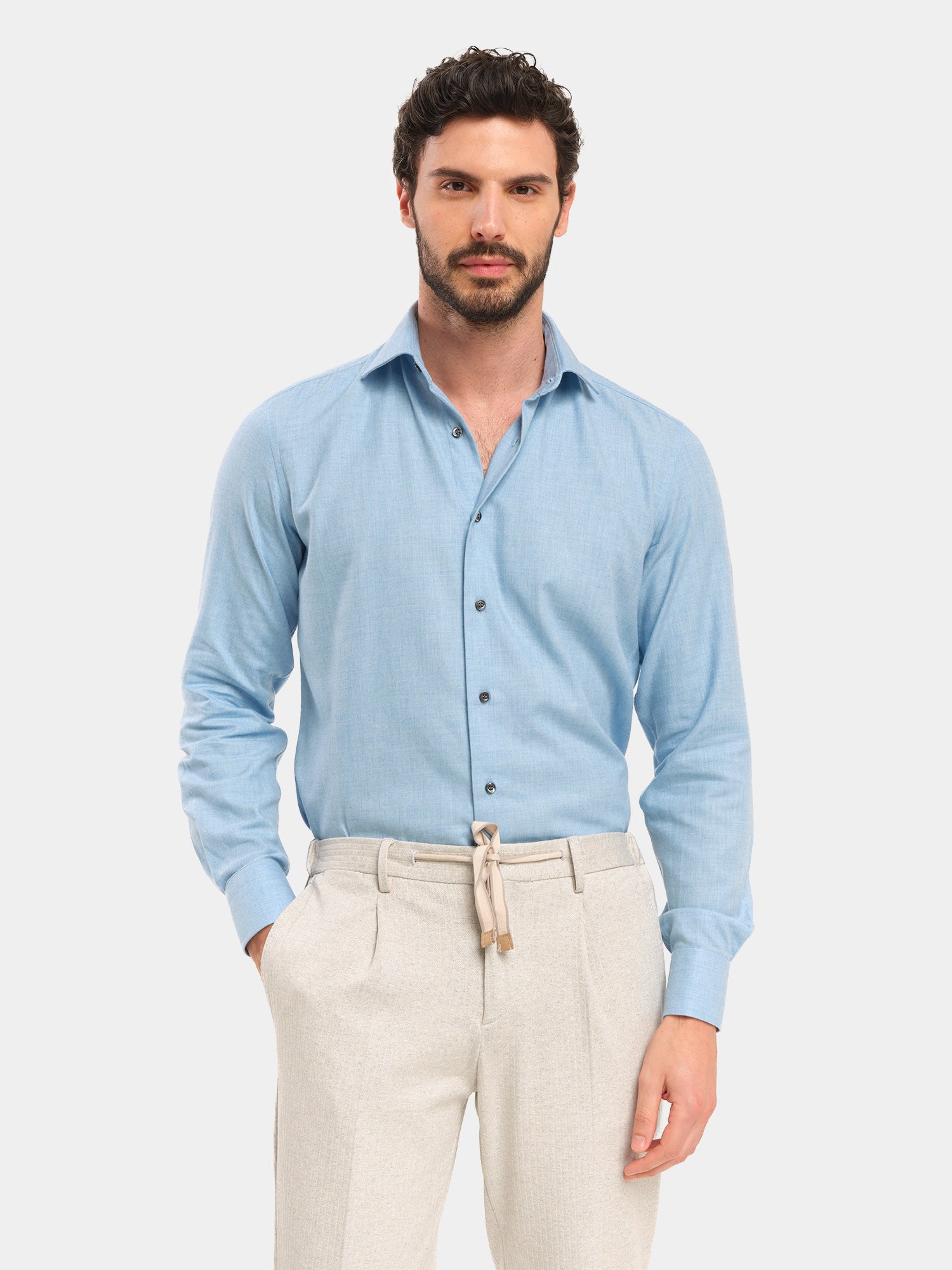 Cashmere Shirt - Light Blue Melange