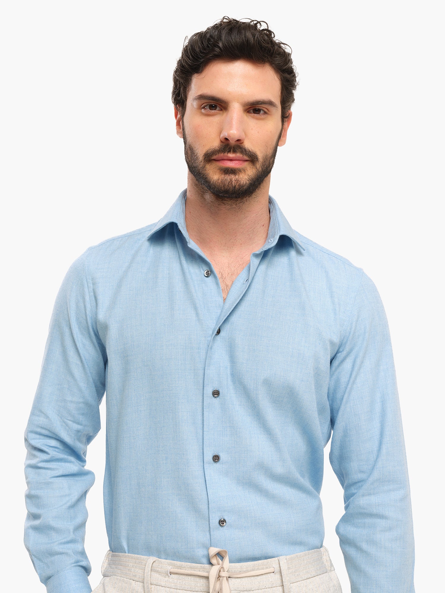 Cashmere Shirt - Light Blue Melange