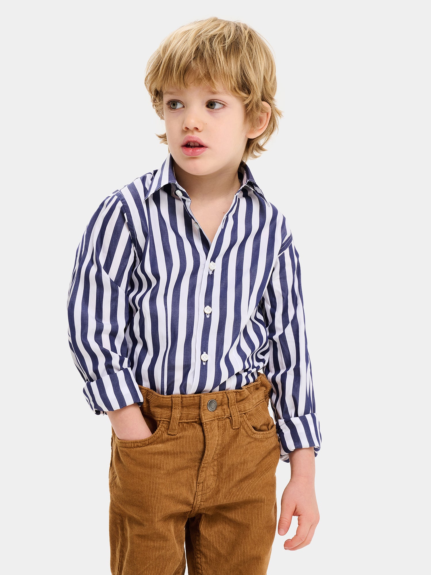 Camicia in Cotone Bambino - A Righe Blu