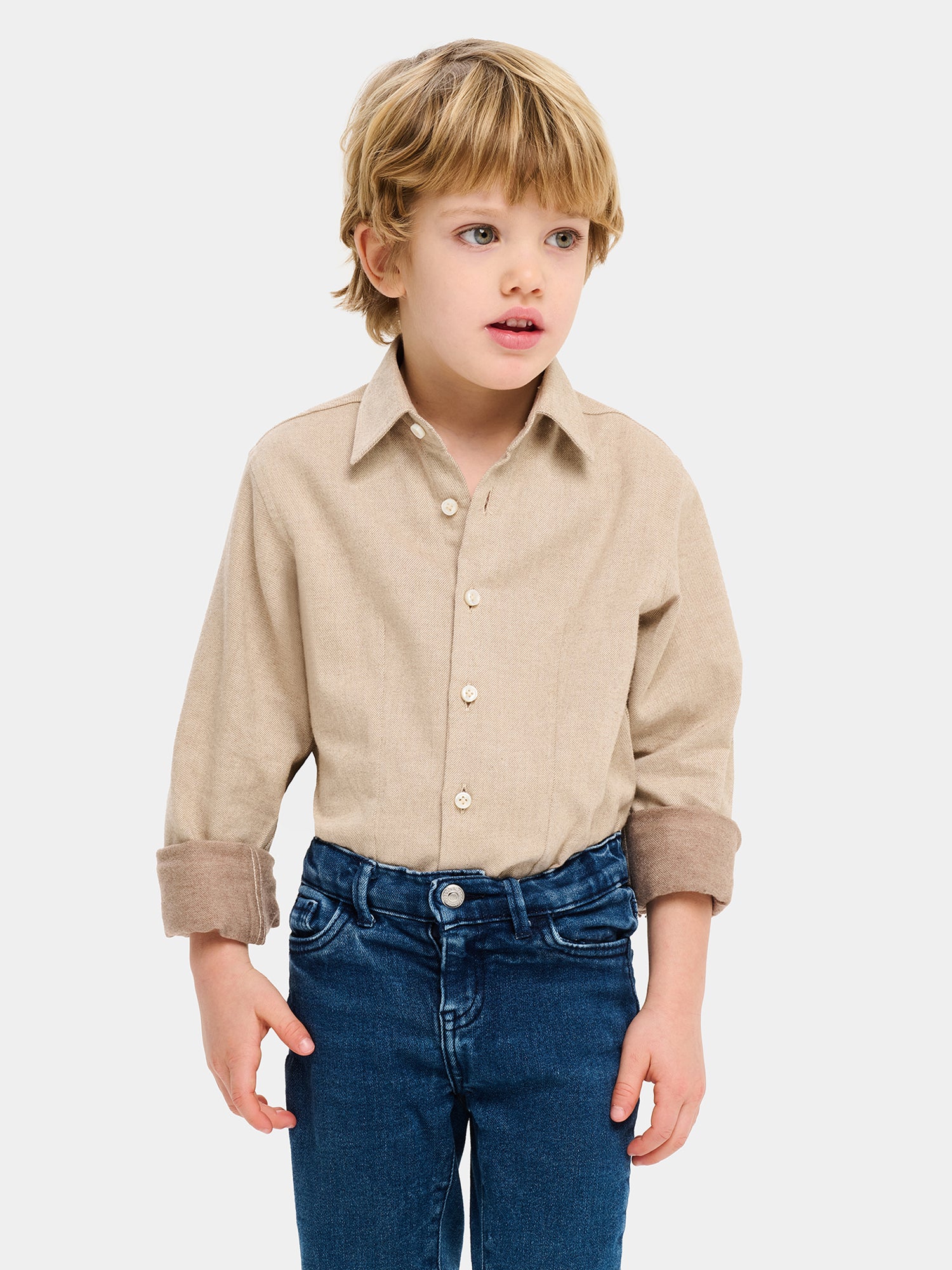 Camicia in flanella Bambino - Beige