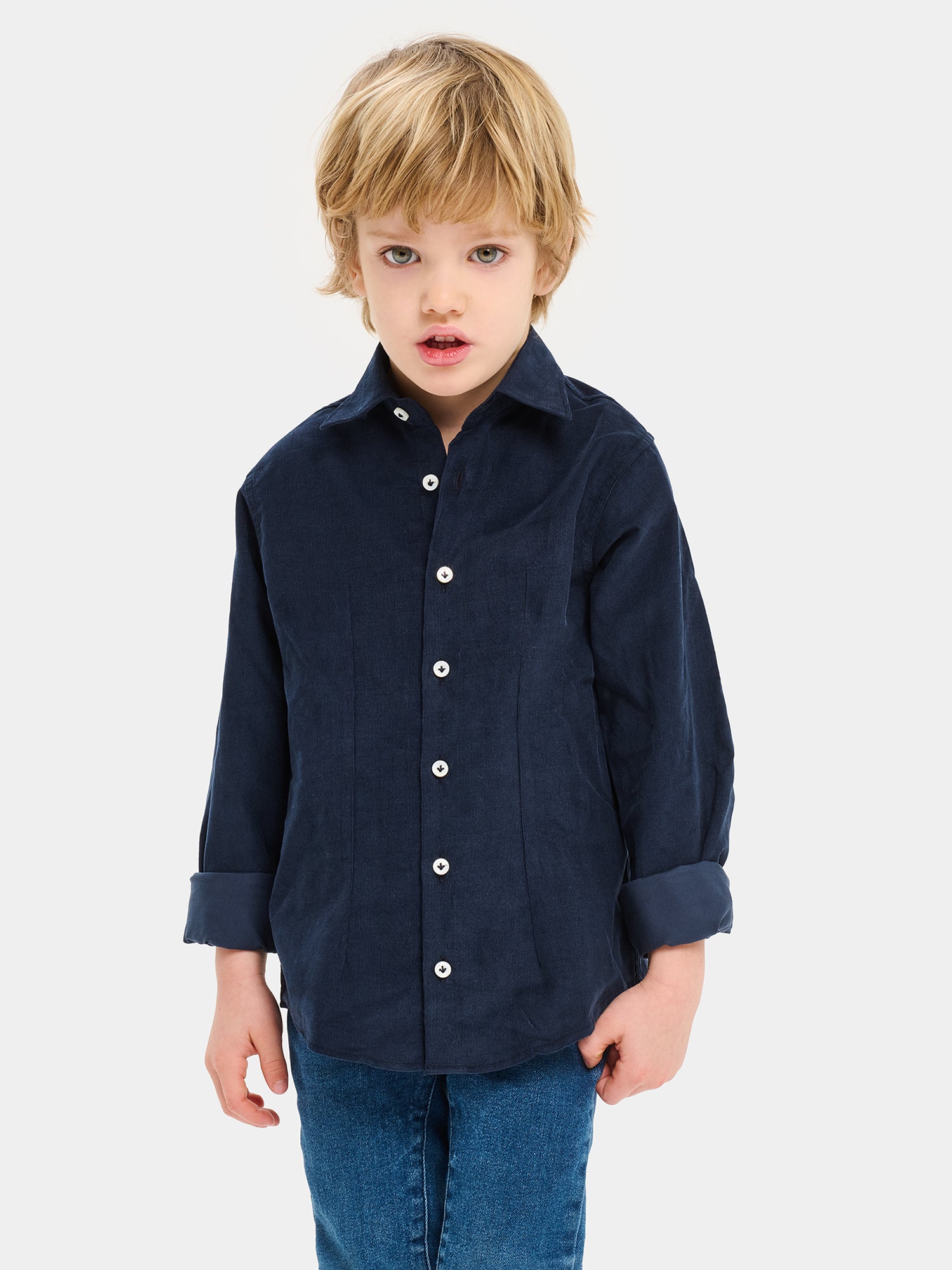 Camicia in Velluto Bambino - A Coste Blu