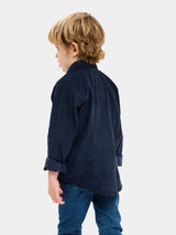 Kids Velvet Shirt - Blue Ribbed