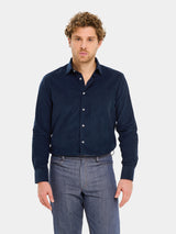 Velvet Shirt - Blue Ribbed