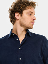 Velvet Shirt - Blue Ribbed