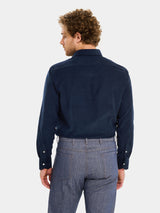 Velvet Shirt - Blue Ribbed