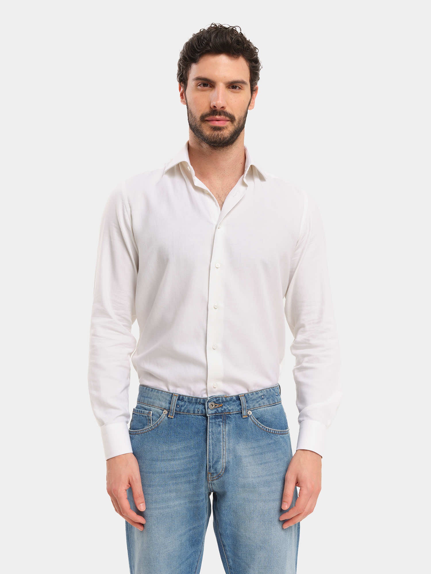 Merino Wool Shirt - Melange White