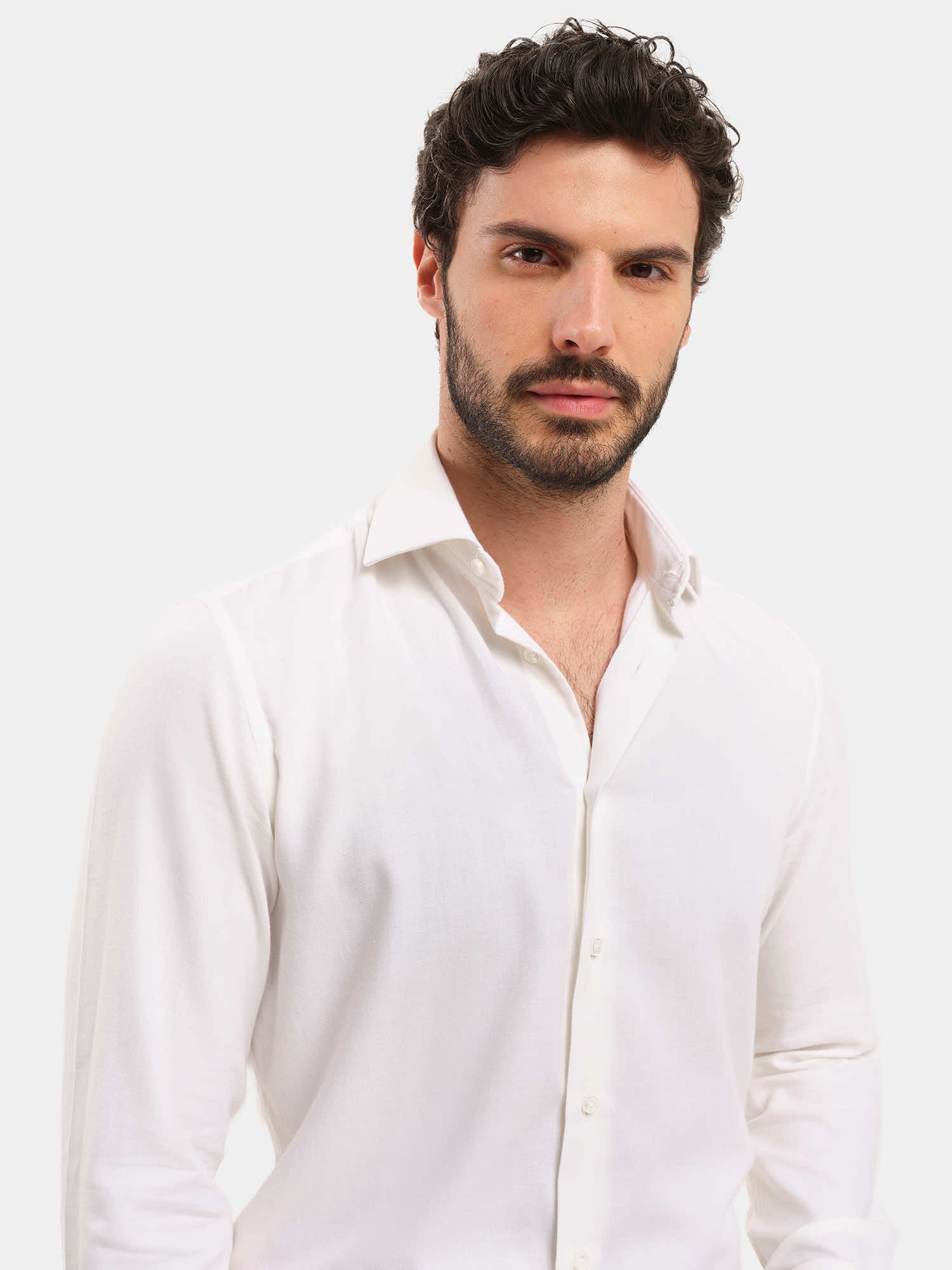 Merino Wool Shirt - Melange White