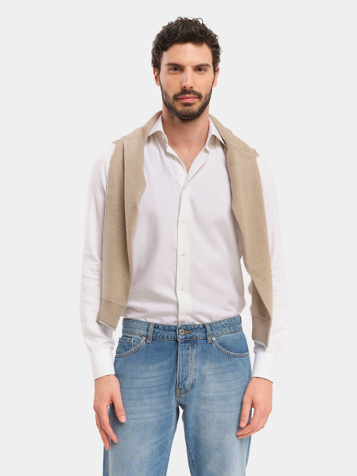 Merino Wool Shirt - Melange White