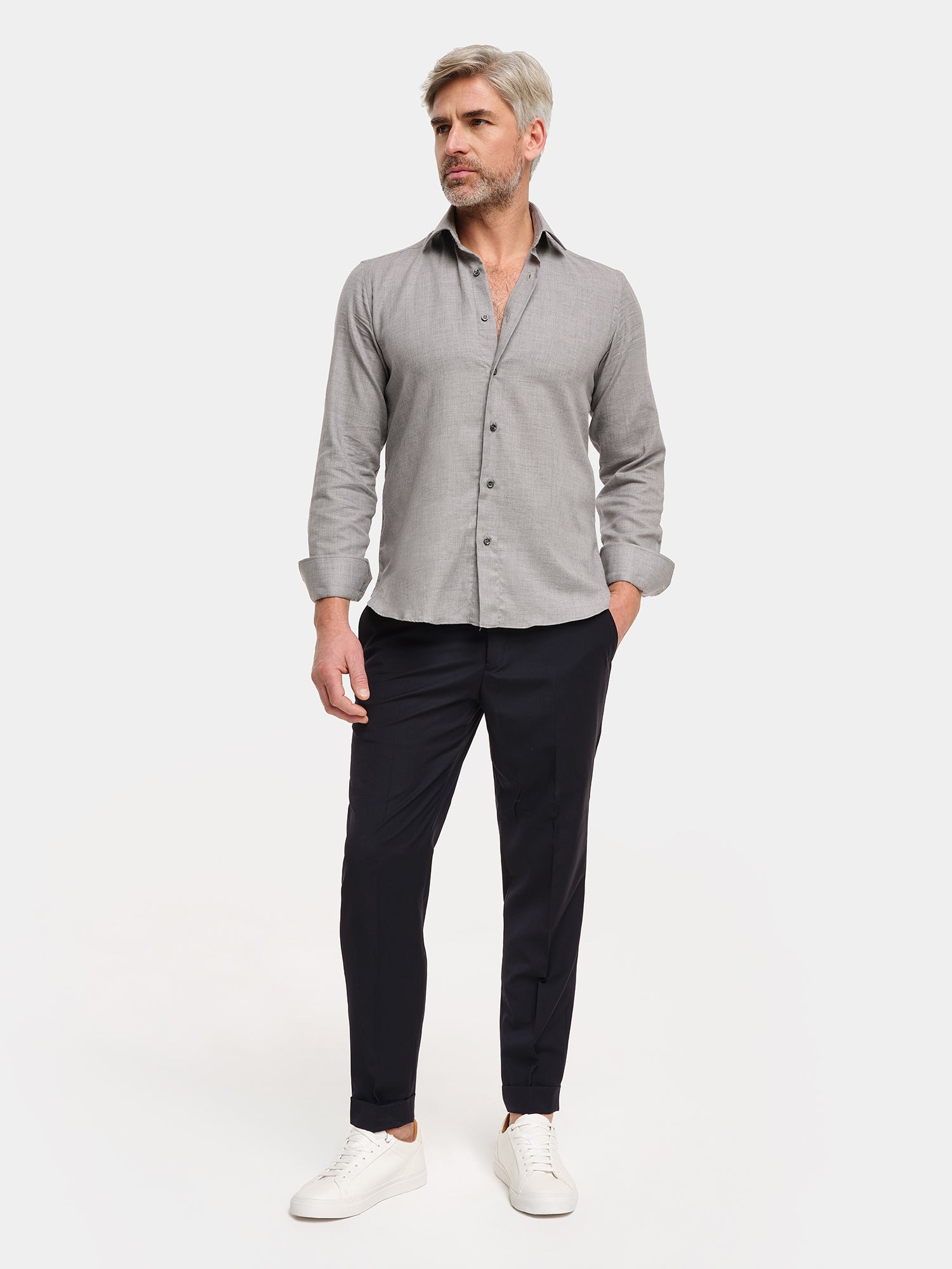 Merino Wool Shirt - Gray Melange