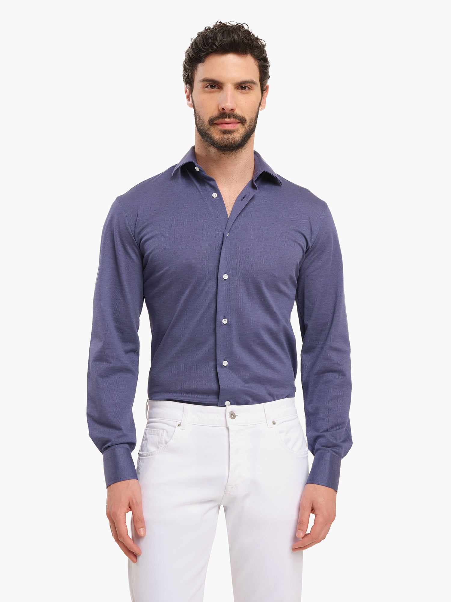 Camicia in Cotone - Jersey Blu Notte