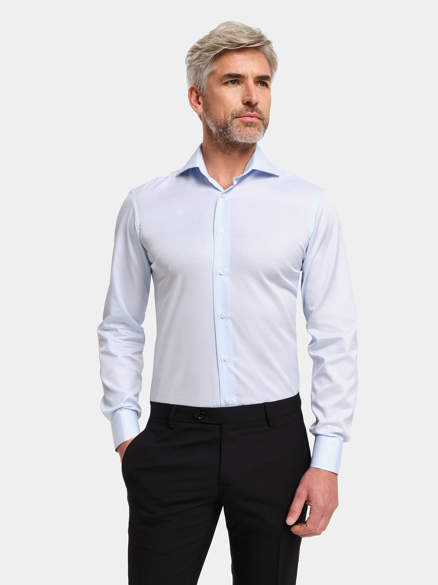 Camicia in Cotone No Iron - Twill Azzurra